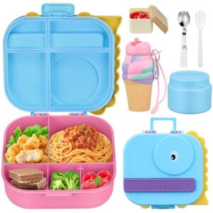 Lunch Box Kids, Leak Proof 5 Compartment Bento Box for Kids, 13oz Thermo for Hot Food Kids Lunch Box,Hot Lunch Box for School Travel