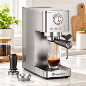 Maestri House Espresso Machine with Milk Frother, 20 Bar Italian ULKA Pump, 1.3L Water Tank for Cappuccino & Latte, Silver