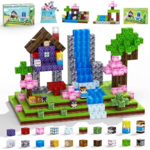 Magnetic Blocks, 108PCS Magnetic Building Blocks for Kids, STEM Build Magnets Forest World Set for Toddler Birthday Xmas Gifts, Montessori Sensory Toys for Boys Girls Aged 3-12, 1" Magnet Cubes