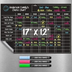 Magnetic Dry Erase Chore Chart for Adults & Kids, 17" x 12" - Black