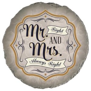 Magnolia Garden 10-Inch Mr. Right and Mrs. Always Right Funny Stepping Stone – Decorative Resin Garden Walkway Tile – Witty Wedding & Anniversary Outdoor Accent