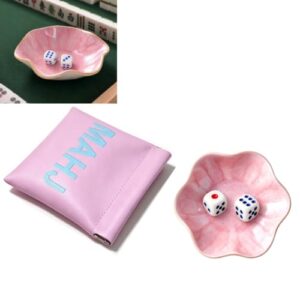 Mahjong Dice Dish Set with Pouch & Dice, Gifts for Women & Mahjong Players