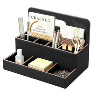 Mail Organizer Countertop, Pencil Holder, Office Supplies File Bill Sorter | PU Leather Modern 8-Slot Desktop Storage box,Remote Caddy for Stationery,Glasses,Letter,Pen,Desk Accessories,Home Decor