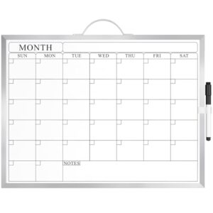 MaxGear Whiteboard Calendar for Wall, 16"x12" Monthly Whiteboard, Silver Aluminum Alloy Framed Small Dry Erase Board with Handle, for Students - Planning, Drawing, Memo, to Do List