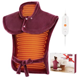 MaxKare Ultra Soft Heating Pad with 4 Heat Settings & Auto Shut-off for Full Body Stress Relief, 24"x33" - Red