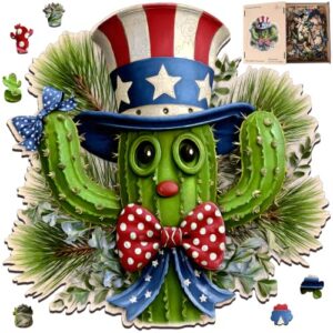 MEATRN Patriotic Cactus Wooden Puzzles for Adults, 207 Pcs