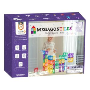 MEGAGONTILES Marble Run Magnetic Tiles Set 120PCS | STEM-Authenticated Magnetic Building Blocks with Marble Track Pieces | Educational Construction Toy for Kids Ages 3–8 (Boys & Girls)
