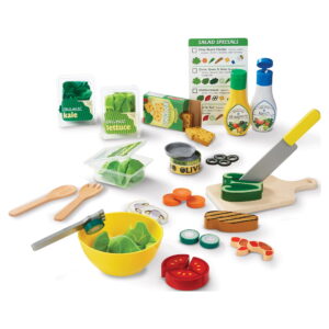 Melissa and Doug Slice and Toss Salad Play Food Set 52 Wooden and Felt Pieces , Green