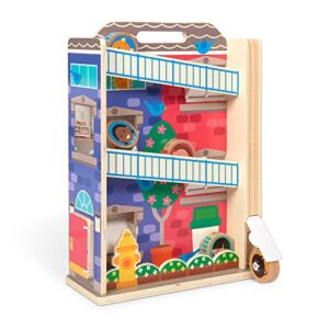 Melissa & Doug GO Tots Town House Tumble, Double-Sided Wooden Playset | 6 Disks With 12 Characters, Explore Cause & Effect, Builds Fine Motor Skills, Kinetic Play Toddler Gift For Ages 1+