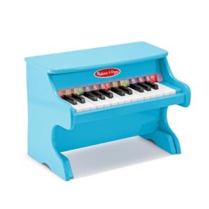 Melissa & Doug Learn-to-Play Blue Wooden Piano Toy 25-Key | 2 Pc Musical Toys Set, Brightly Painted Blue Toy Piano with 25 Keys, Color-Coded Songbook, Preschool Toys for Kids, Ages 3+