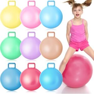 Meooeck 9 Pcs 22 in Hopper Ball with Handle, Colored, with Air Pump