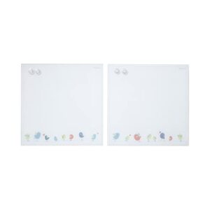 MessageStor 17.5in x 17.5in Magnetic Dry-Erase Glass Boards and 4 Neodymium Rare Earth Magnets Set, Wall-Mounted White Board, Frameless Tempered Glass Board for Office, 2-Pack - Birds