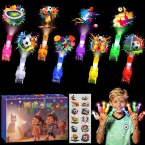 Mikulala 50 Pack Soccer Party Favors, 40 Pcs LED Finger Lights & 10 Pcs Temporary Tattoos, Soccer Birthday Goodie Bag Stuffers, Classroom Treasure box Rewards, Football Party Supplies