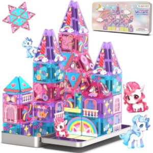 Mini Magnetic Tiles Travel Set Unicorn Magnet Building Toys for Girls Gift