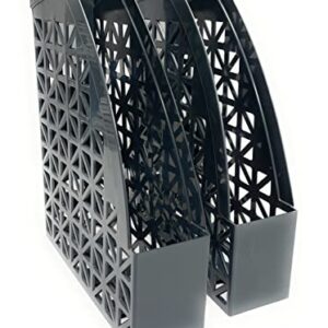 Mintra Office Plastic Desk Organizer 2pk Magazine File (Charcoal)