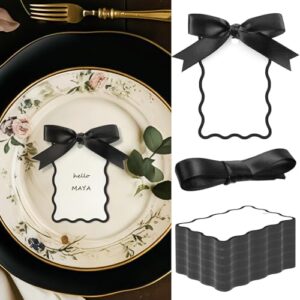 MotiMind 100set Scallop Name Place Cards for Table Seating,Black