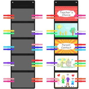 MotiMind 26 Pcs Student Behavior Clip Chart for Classroom, 5 Pocket