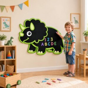 MotiMind Giant Art Easel for Kids, Dinosaur Chalkboard for Classroom & Home
