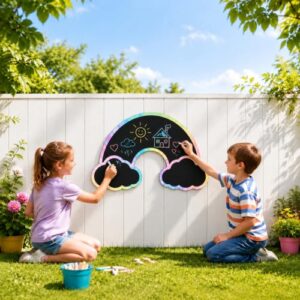 MotiMind Giant Art Easel for Kids, Rainbow Chalkboard for Classroom & Home