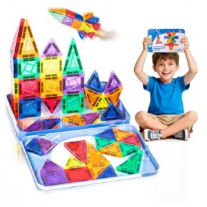 MQGEWQ 42PCS Mini Travel Magnetic Tiles,1.5Inch Magnet Building Blocks