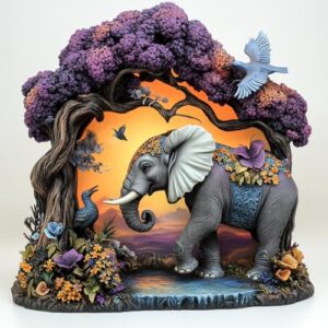 Mys Aurora Wooden Puzzles for Adults, Elephant Jigsaw Puzzles 500 Pieces, Unique Shaped Puzzle for Adults and Kids, Birthday Gift Family Game 16.5 x 16.9 Inch