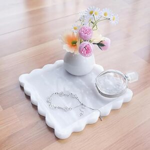 Natural Marble Decorative Tray-7.9" Countertop Organizer, Vanity Tray
