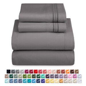 Nestl Queen Sheets Set, 4 Piece Deep Pocket Sheets, Luxury Soft Microfiber Queen Size Bed Sheets Set, Gray
