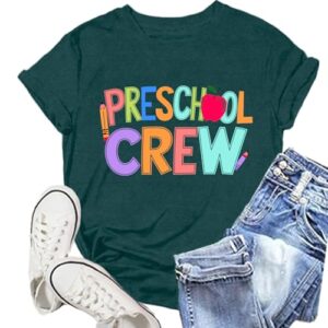 NEWKA Preschool Teacher Shirts for Women Preschool Crew T-Shirt Green