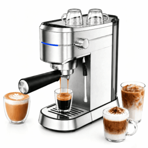 NICWIN 15-Bar Espresso Machine with Milk Frother, 1350W Compact Stainless Steel Coffee Maker for Latte, Cappuccino & Americano, Single/Double Shot, Removable Tank