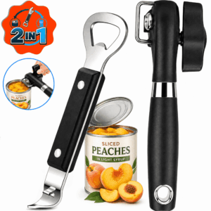 NIUTA® 2-Piece Manual Handheld Can Opener, Can Opener and Bottle Opener Set with Easy-Turn Knob and Comfortable Grip, Kitchen Openers for Cans, Beer and Soda Bottles for Kitchen, Camping