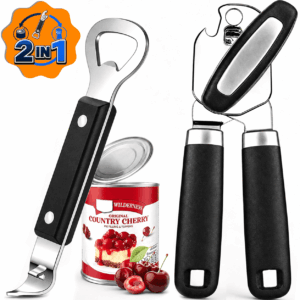 NIUTA® Manual Can Opener, 2-Piece Can Opener Manual Set with Easy-Turn Knob, Comfortable Grip Handles, Bottle Opener & Traditional Can Punch Tool, Handheld Can Opener for Kitchen, Camping