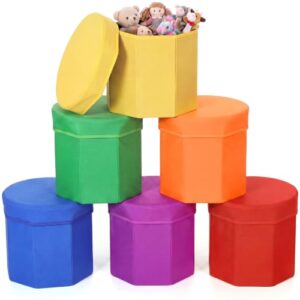 Novabright 6 Pcs 12 Inch Classroom Colorful Storage Stool Ottoman