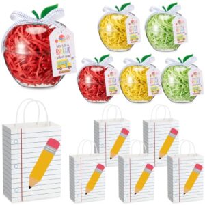 Novabright 6 Set Back to School Teacher Gift Plastic Clear Apple Container