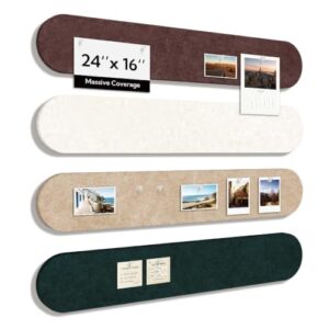 Olanglab Felt Bulletin Board Strips 4-Pack 24"x16" with 50 Pins, Chestnut | Round edge pin board for home office, dorm, cubicle & classroom wall decor. Ideal vision & memo board organizer.