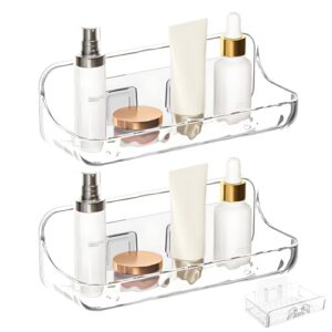 Olnverath Crystal-Clear Shower Caddy with Soap Dish & Adhesive Pads, 3 Pack