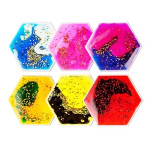 Onyoloy Sensory Soft Gel Liquid Toys - Hexagon Sensory Motion Fidget | for Autism Kids, Stress Relief & Focus, Home School Therapy Travel Toys (6 Pack)