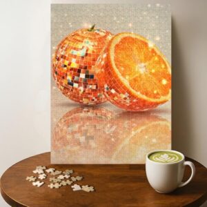 Orange Disco Ball Hobby Jigsaw Puzzle - 500 Pieces Wooden Puzzle for Adults, Wall Art Gift, Finished Size: 20 x 15 Inch