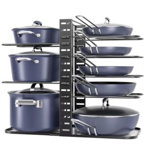 ORDORA Pots and Pans Organizer Under Cabinet 14.6", 8-Tier Adjustable Rack
