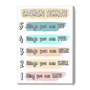 OTINGQD Grounding Technique Canvas Wall Art,School Counselor Office Decor | Colorful Reading Quote Wall Art for Read Room Playroom Library/Classroom Bookshelf Bookrack Decor/Easy to Hang/11×15 in
