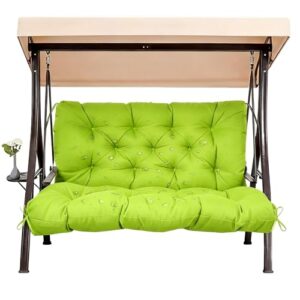 Outdoor/Indoor Swing Replacement Cushion, 2 or 3 Seats Bench Cushions with Backrest, Thicken 4" Recliner Seat Pad for Garden/Patio, Waterproof Premium Tufted Cushion with Ties(Lime green-47x40x4in)