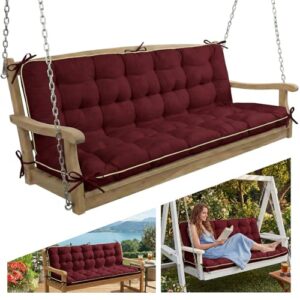 Oxford Fabric Swing Cushions with Backrest & Tie Straps for Patio Bench