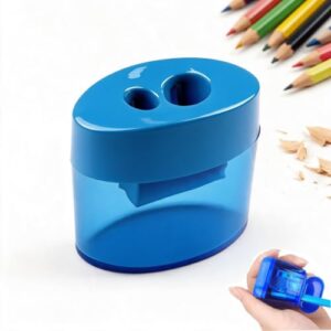 Pencil Sharpeners with Lid Small Pencil Sharpener，Blue-Oval