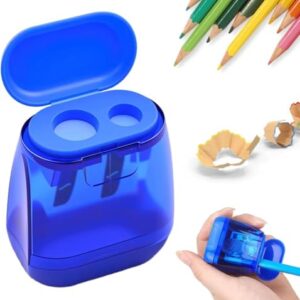 Pencil Sharpeners with Lid Small Pencil Sharpener，Blue-Square