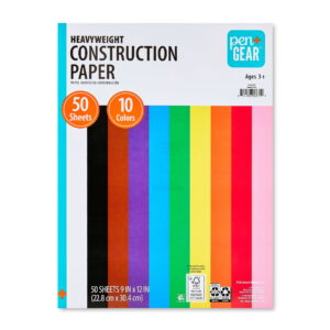 Pen+Gear Heavyweight Construction Paper, Assorted Colors, 9" x 12", 50 Sheets