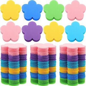 PerKoop 100 Pcs Flower Fish Carpet Markers 6 Colors Hook and Loop Spot Markers Sticky Carpet Markers for Classroom Kindergarten Preschool Must Haves Floor Dots Teacher Supplies(Flower)