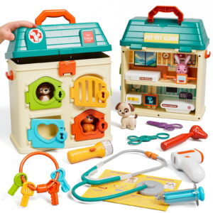 Pet Vet Toys, Hospital Pretend Play Doctor Vet Kit for Toddlers 3-5, Pet Care Role Play Set, Play Veterinarian Set for Kids, Pets Doctor Kit Learning Toys for Boys Girls Birthday Gift