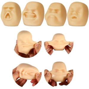 Poen 4 Pcs Human Face Fidget Toys, Funny Emotion Sensory Toys, White