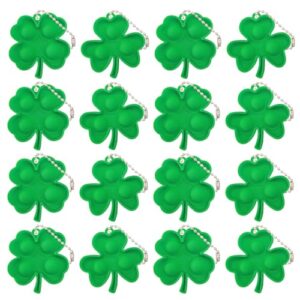 Pop Fidget Keychain 24 Pack ,Clover & Four-Leaf Clover Mini Fidget Toys Bulk ,Sensory Toys for Kids ,Party Favors for St. Patrick's Day, Back to School Gifts for Classroom