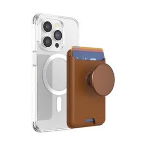 PopSockets Phone Wallet for MagSafe with Grip- Cognac