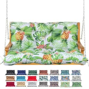 Porch Swing Cushion with Backrest,Waterproof Bench Cushion for Outdoor Furniture,2-3 Seater Replacement Thickened Swing Cushion with Ties,Patio,Outdoor,Backyard and Garden (Tropical Pineapple,40x40")